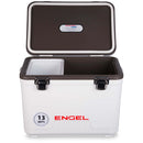 A white Engel Coolers 13 Quart Drybox/Cooler for outdoor adventures.
