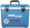 A blue, leak-proof Engel Coolers 13 Quart Drybox/Cooler with the word Engel on it.