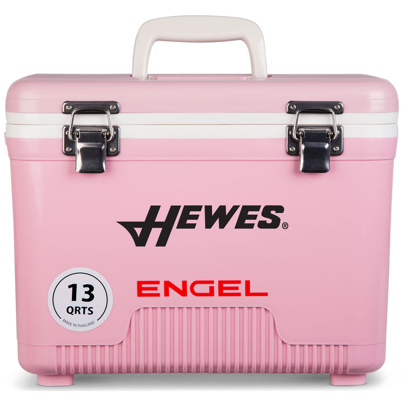 Hewes Engel leak-proof pink cooler.
Product Name: Engel 13 Quart Drybox/Cooler - MBG
Brand Name: Engel Coolers