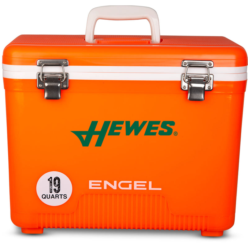 An Engel 19 Quart Drybox/Cooler - MBG with the word hewes on it, perfect for any outdoor adventure.