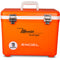 An orange, leak-proof Engel Coolers 19 Quart Drybox/Cooler with the word engel on it, perfect for any outdoor adventure.