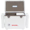 The airtight Engel Coolers 19 Quart Drybox/Cooler with Rod Holders is white and brown.