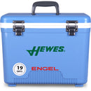 The Engel Coolers 19 Quart Drybox/Cooler - MBG, perfect for your outdoor adventure, is blue and white and leak-proof.