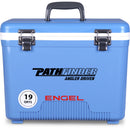 A leak-proof Engel 19 Quart Drybox/Cooler - MBG with the word pathfinder on it, perfect for your outdoor adventure.