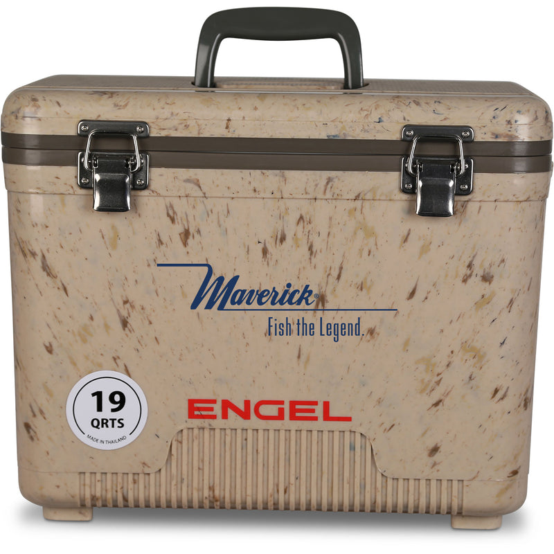 A leak-proof Engel Coolers 19 Quart Drybox/Cooler - MBG with the words "martini just the legend" on it, perfect for any outdoor adventure.