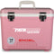A pink, leak-proof Engel 19 Quart Drybox/Cooler with the word Pathfinder on it.