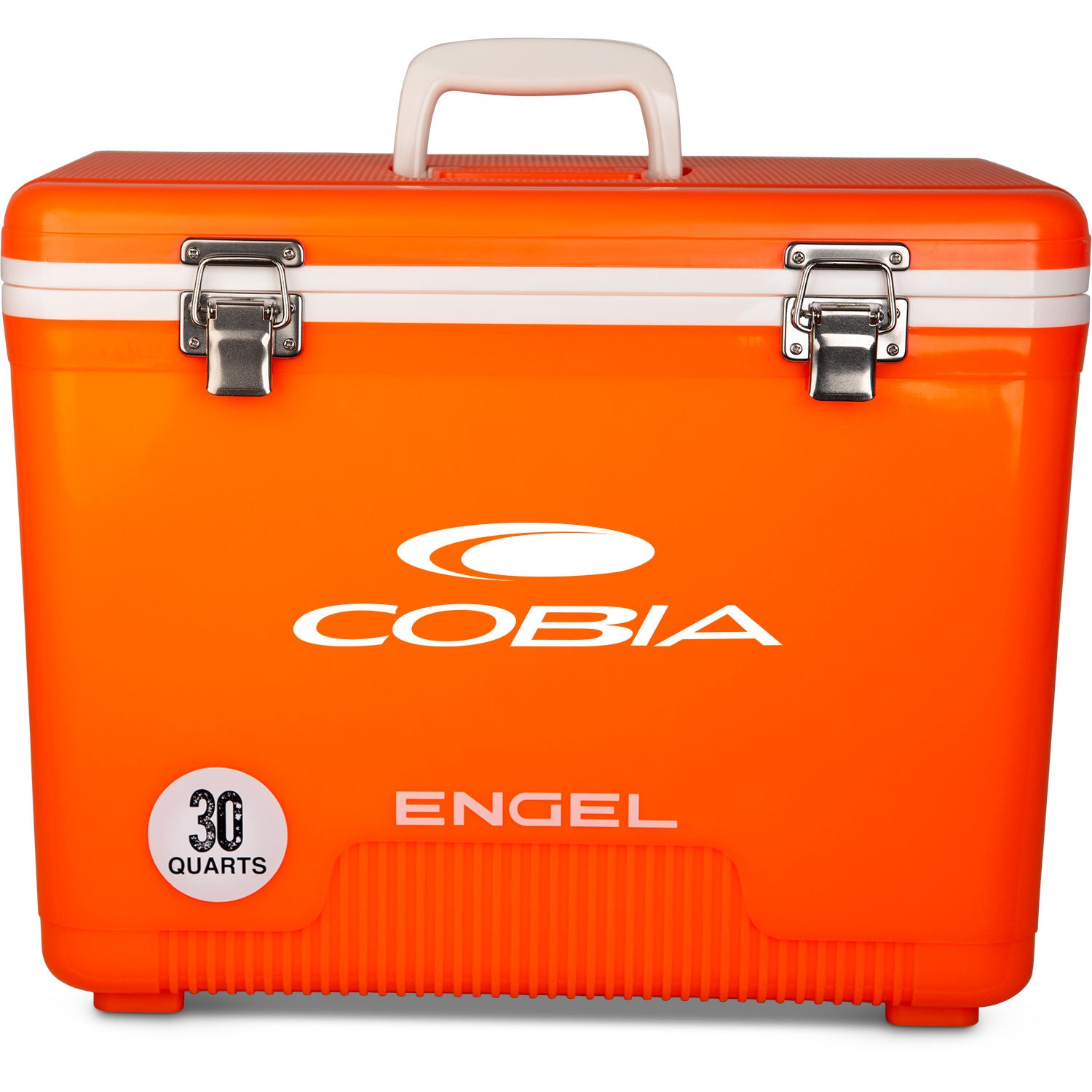 A leak-proof Engel 30 Quart Drybox/Cooler - MBG on a white background.