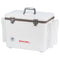 A white, leak-proof cooler with the word "Engel Coolers" on it.