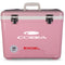 A pink, leak-proof Engel 30 Quart Drybox/Cooler with the word cobia on it.