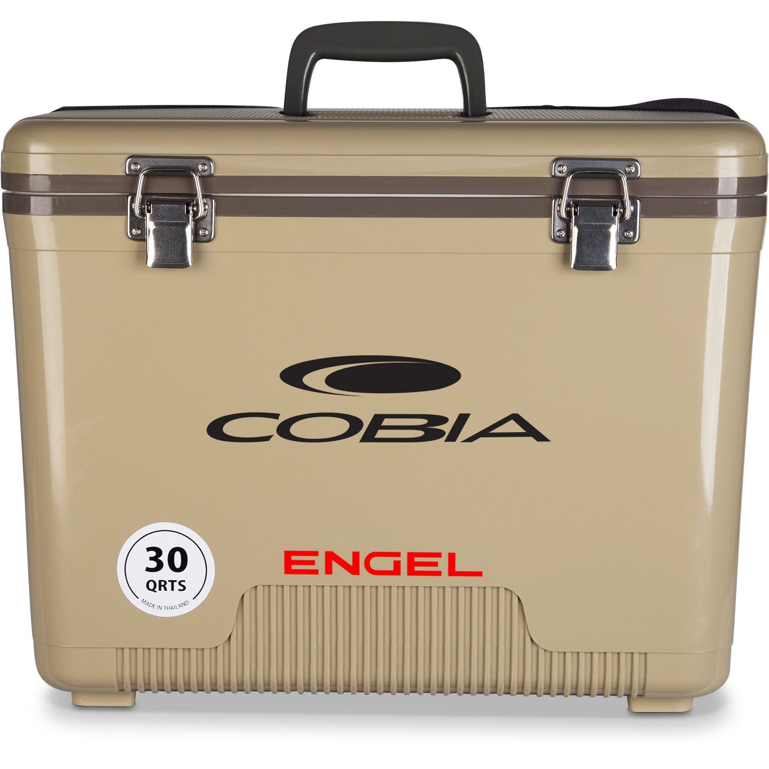 A leak-proof Engel 30 Quart Drybox/Cooler - MBG on a white background.