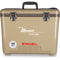 A tan, leak-proof cooler with the word Engel Coolers 30 Quart Drybox/Cooler - MBG on it.