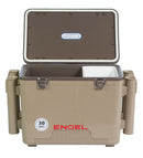 The leak-proof Engel 30 Quart Drybox/Cooler with Rod Holders is shown on a white background.