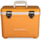 An orange Engel 7.5 Quart Drybox/Cooler with the word Engel Coolers on it.