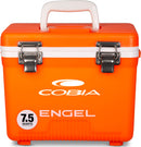 Cobia Engel 7.5 Quart Drybox/Cooler - MBG orange leak-proof cooler.