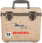 An Engel 7.5 Quart Drybox/Cooler with the word Engel on it, designed for the outdoors and is leak-proof.