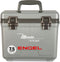 A gray, leak-proof Engel 7.5 Quart Drybox/Cooler with the word Engel Coolers on it.
