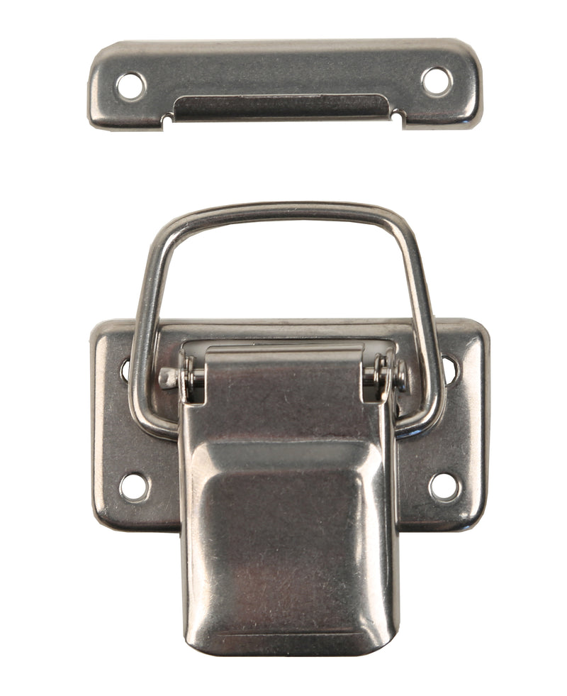 A Drybox Latch - Stainless Steel cooler latch with a metal handle by Engel Coolers.