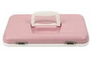 A pink and white Engel Coolers Drybox with a handle.