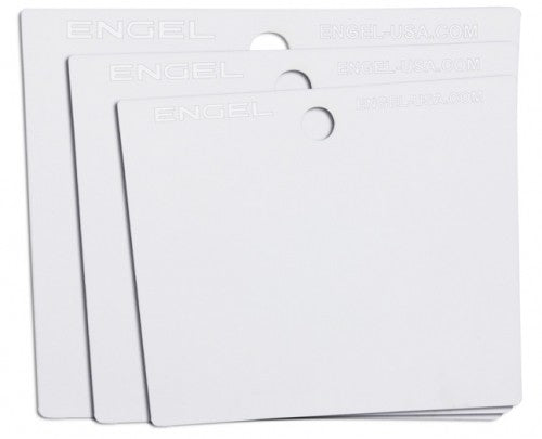 A group of white cards made from high-performance Engel Coolers Hard Cooler Compartment Divider.