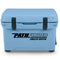 A blue Engel 25 High Performance Hard Cooler and Ice Box with the word Pathfinder on it, known for its durability.