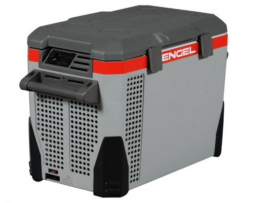 A portable Engel MR040 Top Opening 12/24V DC - 110/120V AC Fridge-Freezer on a white background, designed for marine applications by Engel Coolers.