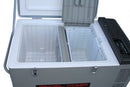 An Engel Coolers fridge-freezer MT60 Combi, with two compartments open on a white background.