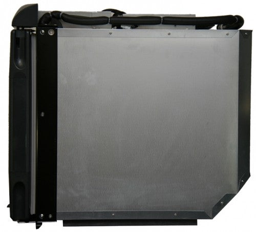 A Engel Coolers metal panel with a black cover on it, designed for cabinet mounting.