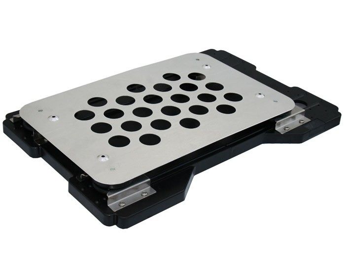 A Transit Lock Plate For MD14/MHD13 from Engel Coolers with holes on it.