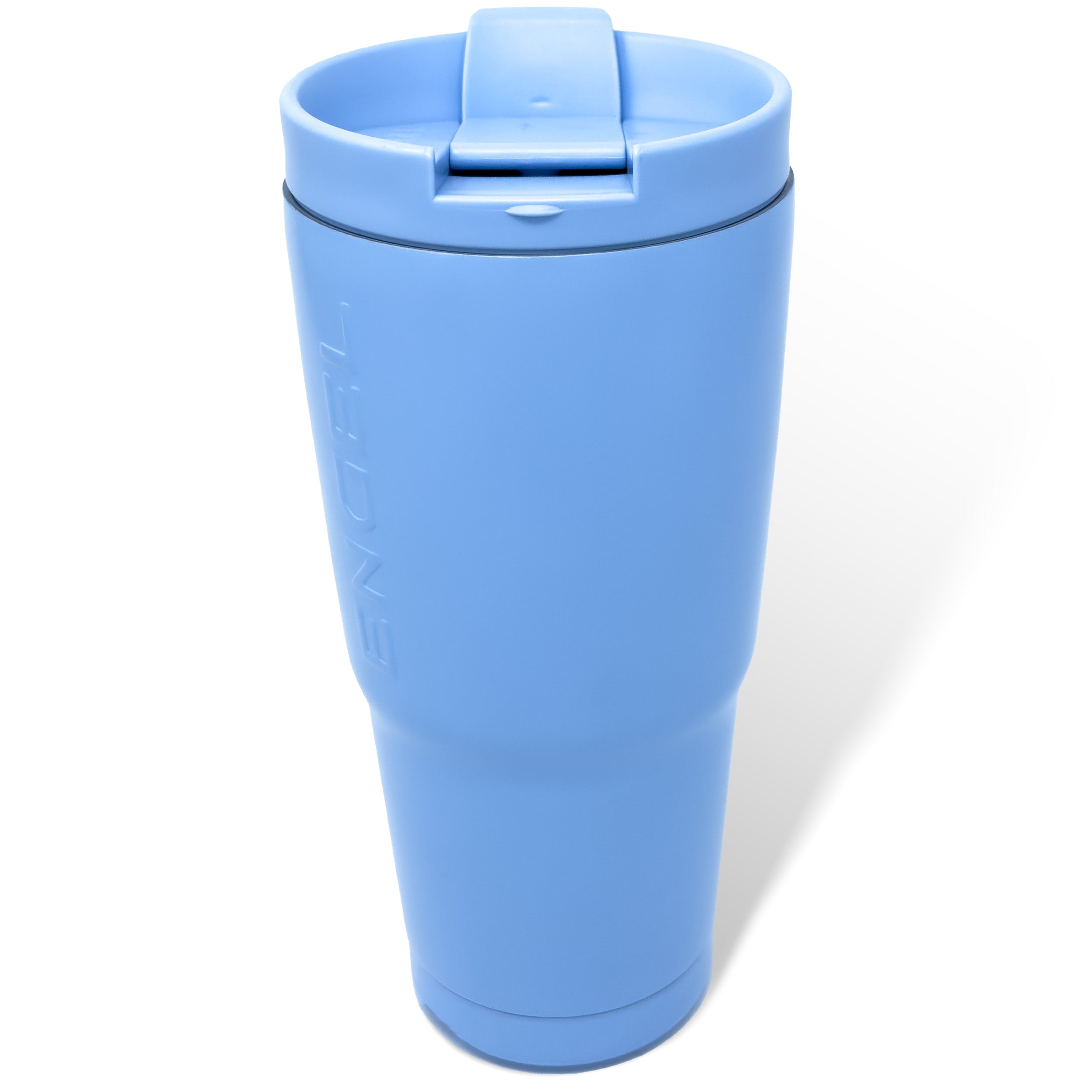 The Engel Coolers 22oz Stainless Steel Vacuum Insulated Tumbler from the Color Collection showcases a sleek design with a convenient flip lid, all set against a clean white background.