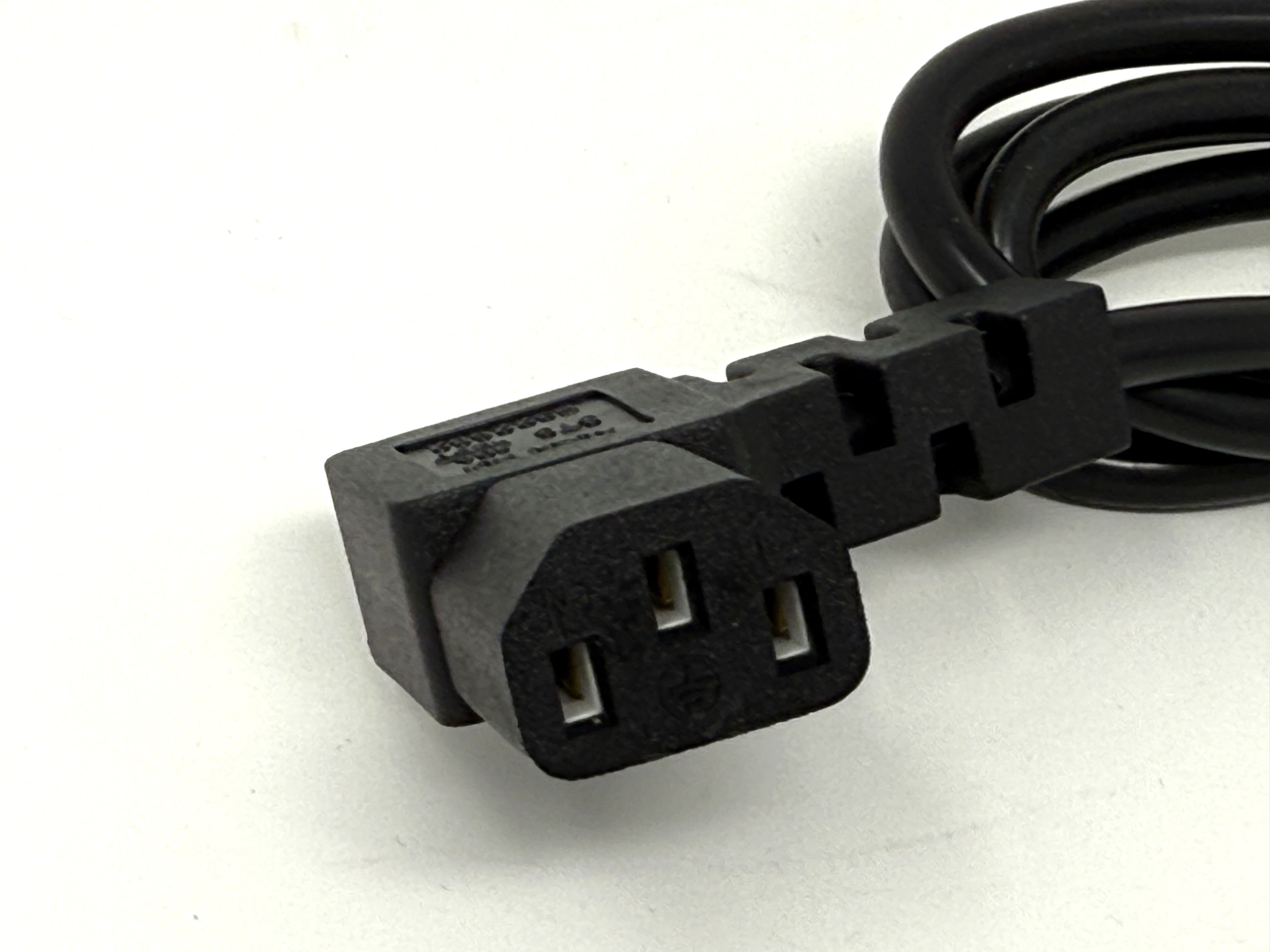 The Engel Coolers AC Power Cord for Engel Fridge-Freezer features a 6 ft black angled cord with a three-prong female connector, shown on a white background and designed as an ideal replacement.