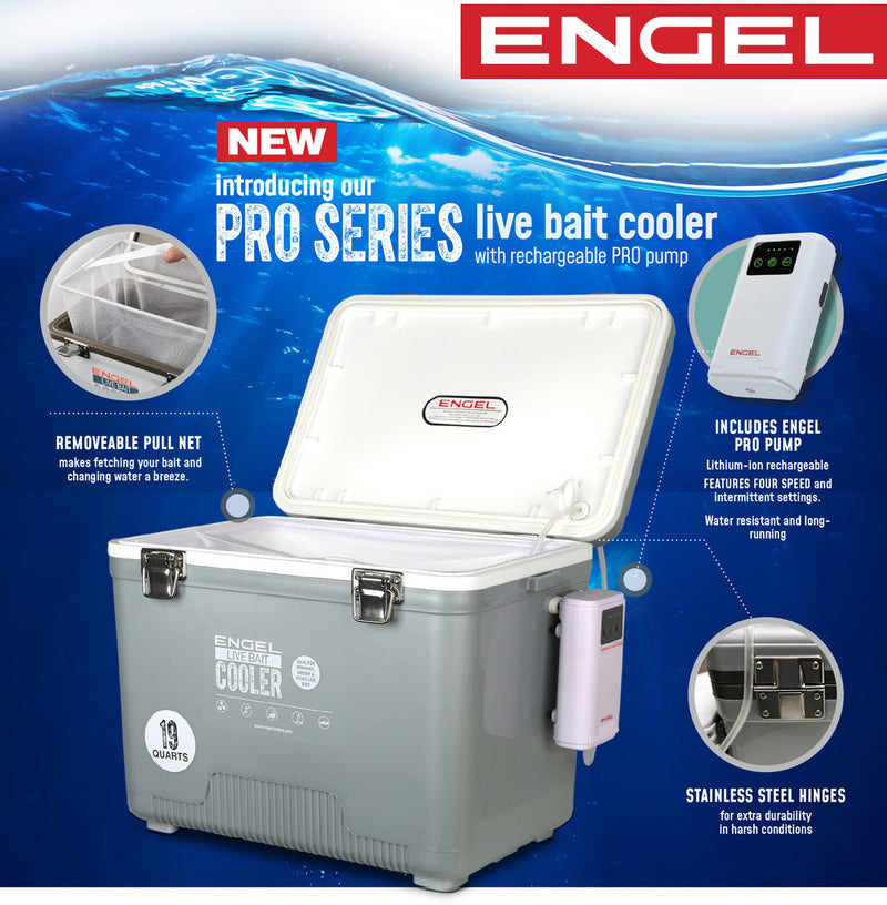 Engel 19Qt Live bait Pro Cooler with AP3 Rechargeable Aerator