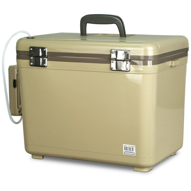 Engel Tan Live Bait Pro Cooler with Rechargeable Aerator & Stainless Hardware 19qt by Engel Coolers