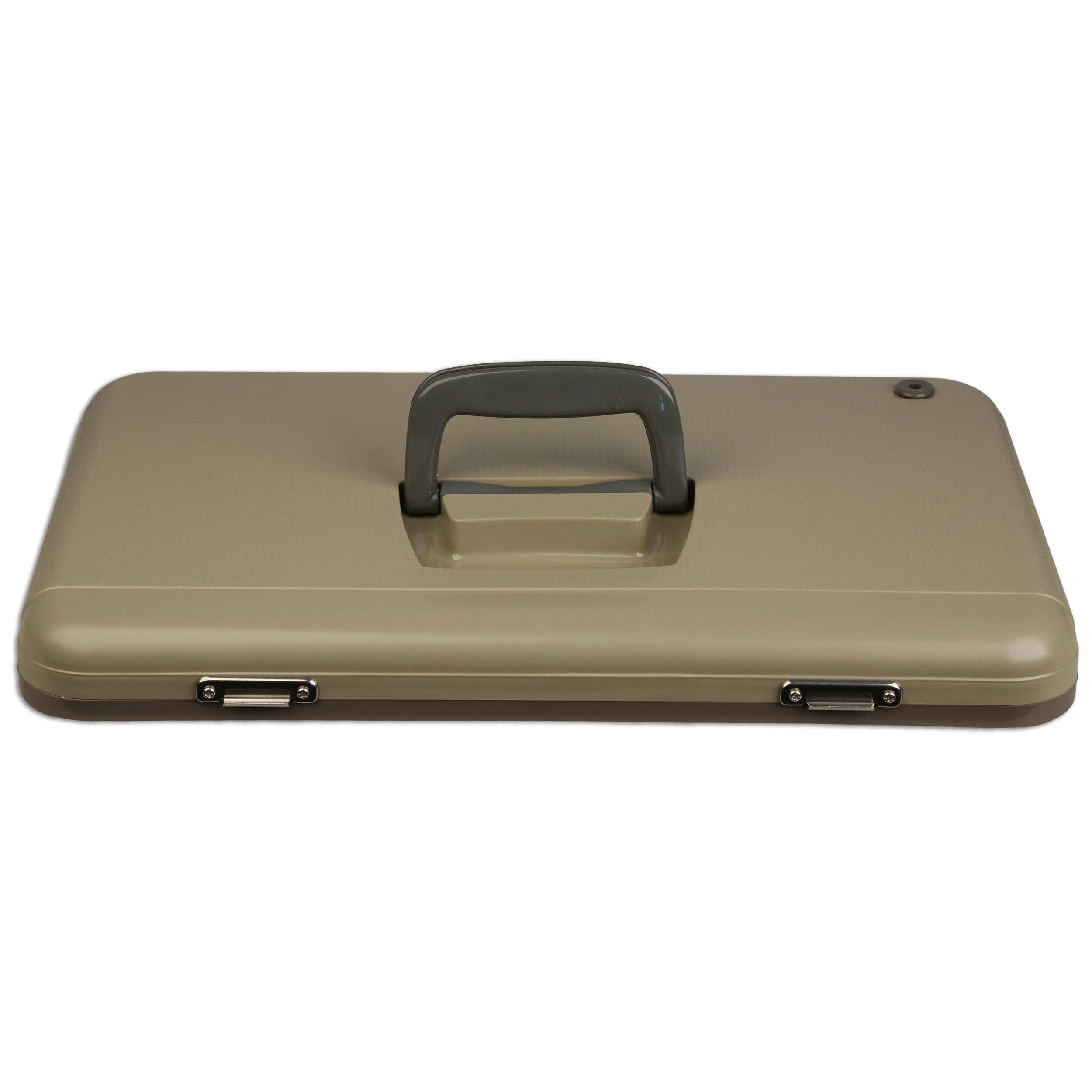 Beige rectangular hard plastic Engel Coolers Live Bait Drybox/Cooler lids with top handle and two front silver latches—perfect for secure storage or as replacement lids.