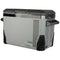 A portable, gray Engel MR040 Top Opening 12/24V DC - 110/120V AC Fridge-Freezer from Engel Coolers with black handles and corrosion-resistant ventilation grilles on the sides, designed for outdoor or travel use. Ideal for marine applications.