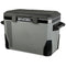 A gray Engel MR040 Top Opening 12/24V DC - 110/120V AC Fridge-Freezer with black handles and a black lid, featuring the Engel Coolers brand name on the front, perfect for marine applications.