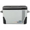 A rectangular, corrosion-resistant portable refrigerator with a white body, black handles, and a vented side panel, perfect for marine applications, the Engel MR040 Top Opening 12/24V DC - 110/120V AC Fridge-Freezer from Engel Coolers.