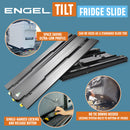 ENGEL Low-Profile Front-Pull Tilt Fridge Slide, an outdoor accessory featuring space-saving design, innovative tilt mechanism, and single-handed locking mechanism, with no tie-downs required for stability.