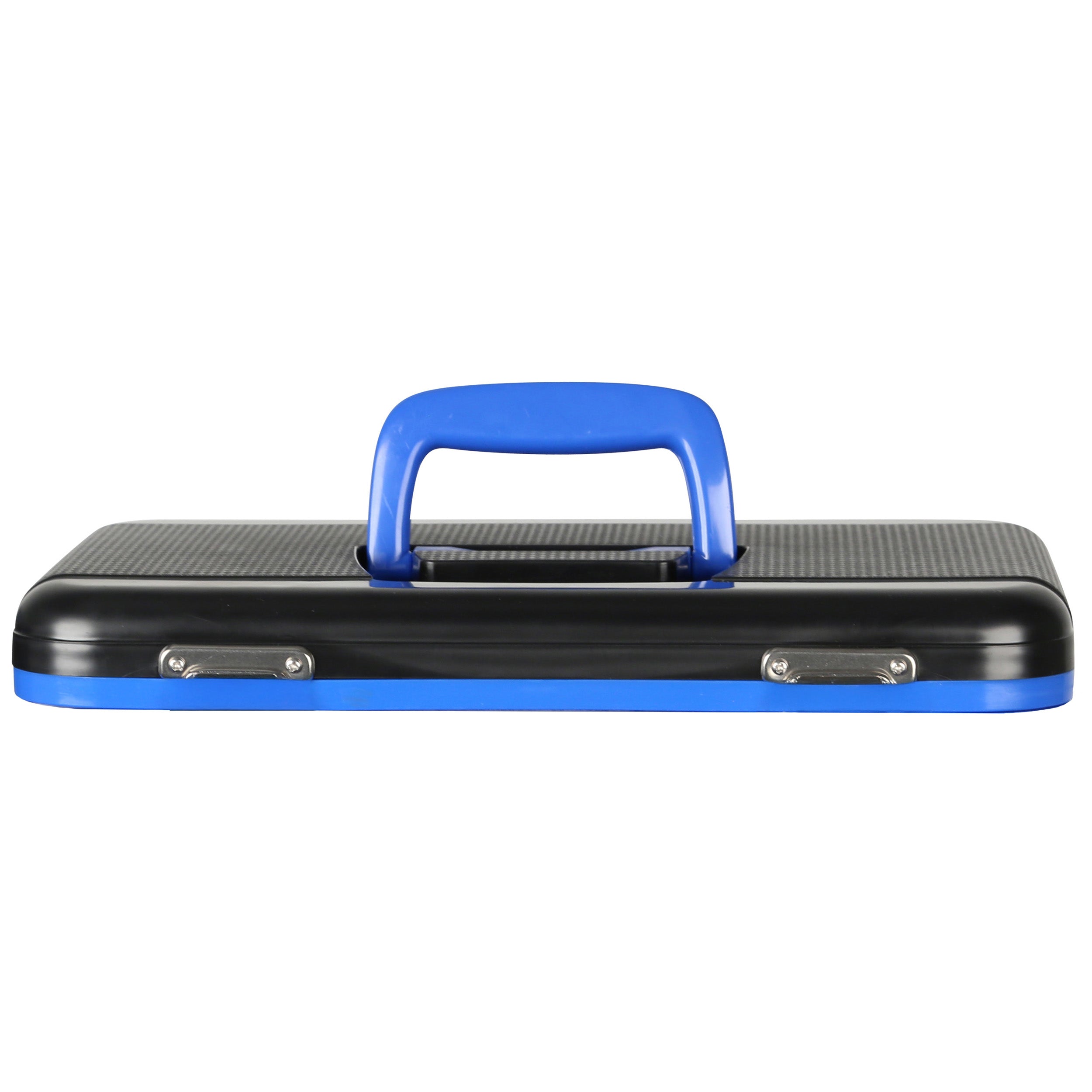 A black rectangular Engel Coolers lid with a textured surface, blue edges, and a cooler handle on top, designed as a replacement for Engel Drybox/Cooler Lids.