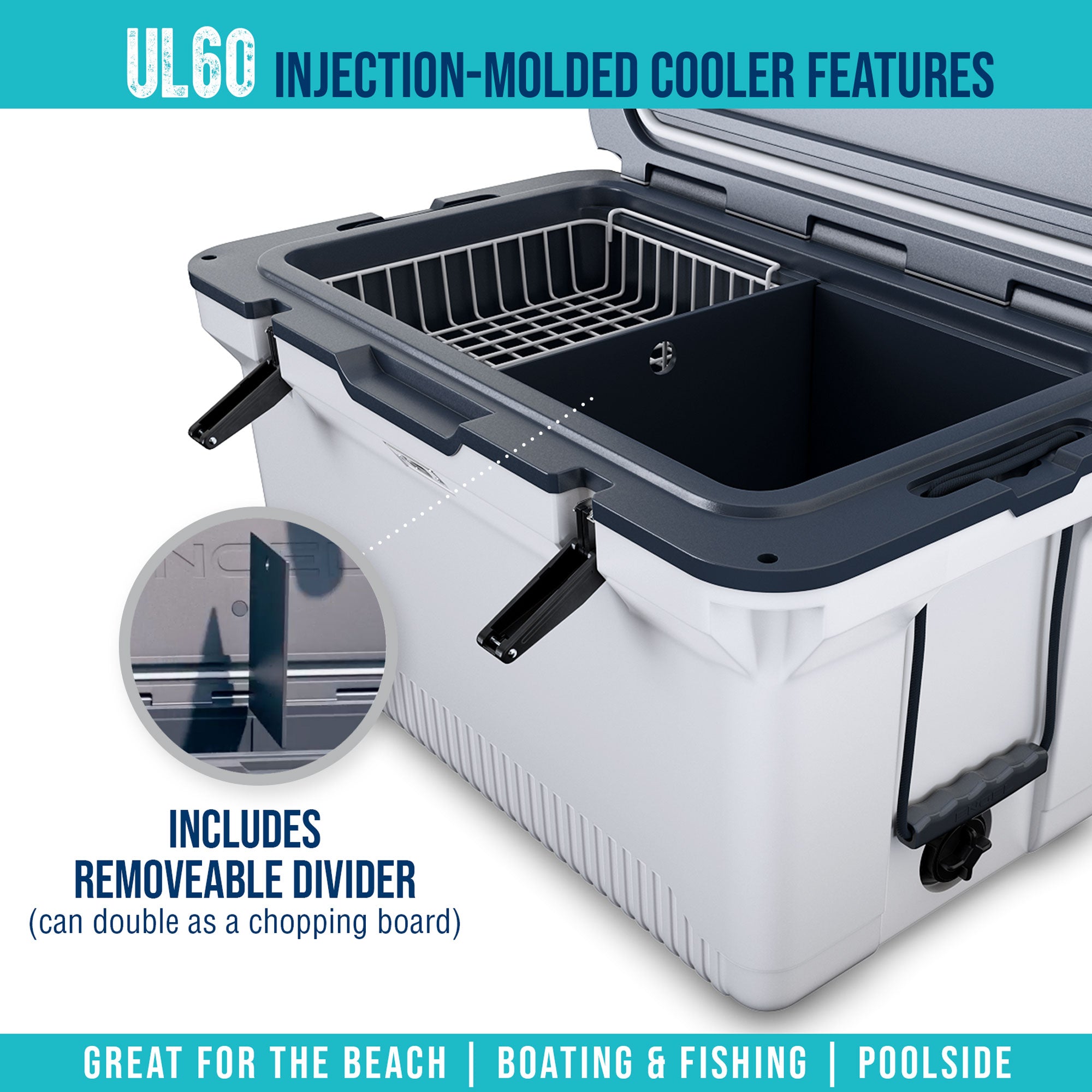 Engel 60Qt UltraLite Injection-Molded Cooler w/ Wire Basket & Divider