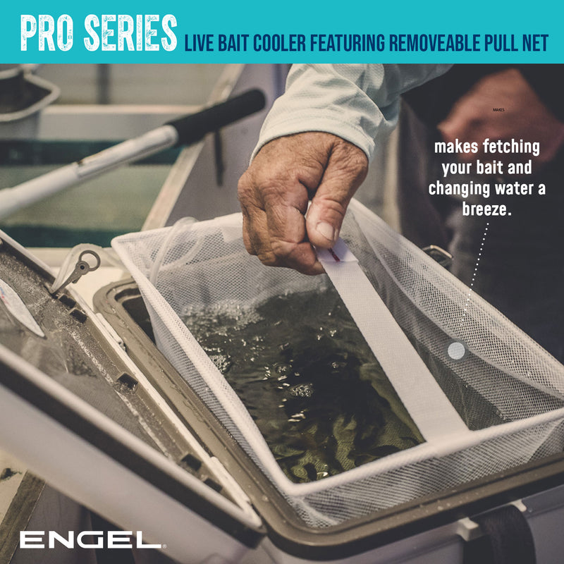 Engel 19qt Live Bait Cooler Box with 2nd Gen 2-Speed Portable Aerator Pump. Fishing  Bait Station and Minnow Bucket for Shrimp, Minnows, and Other Live Bait -  ENGLBC19-N-OHV in Orange High-Visibility 