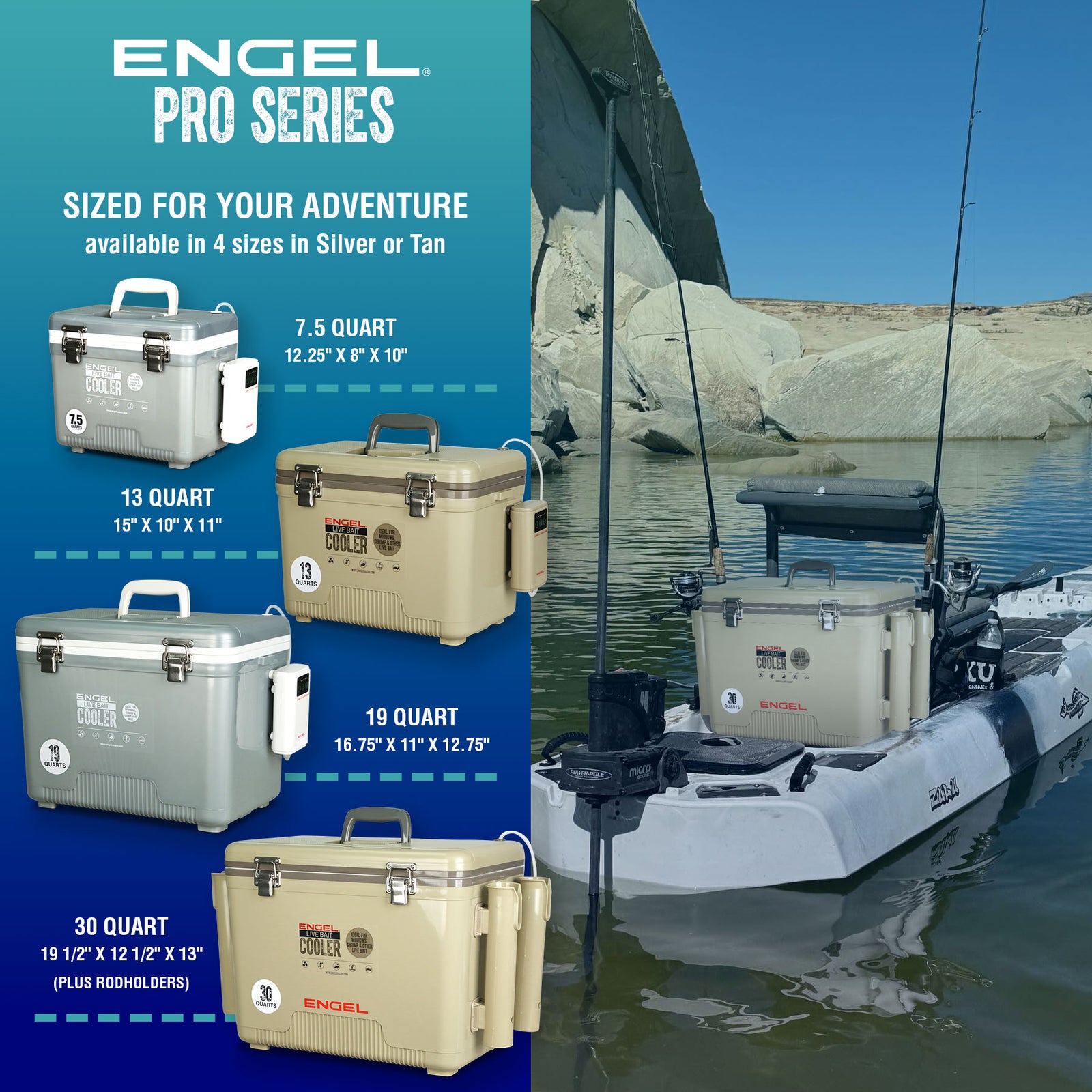 Engel 13Qt Live bait Pro Cooler with AP3 Rechargeable Aerator & Stainl