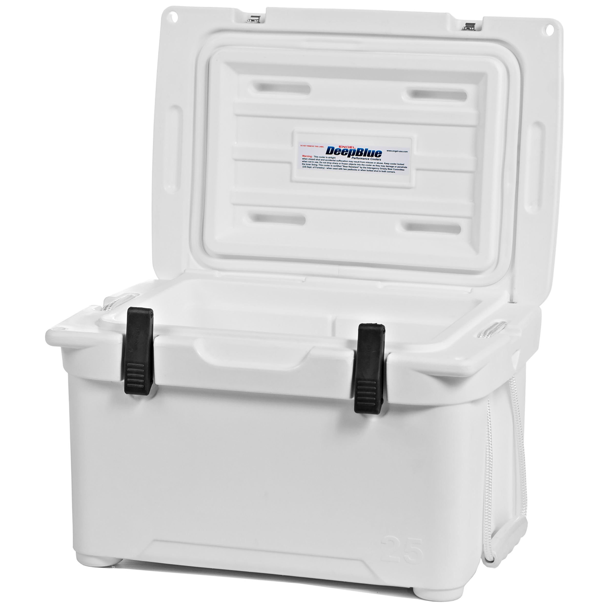 A durable, roto-molded Engel 25 High Performance Hard Cooler and Ice Box on a white background.