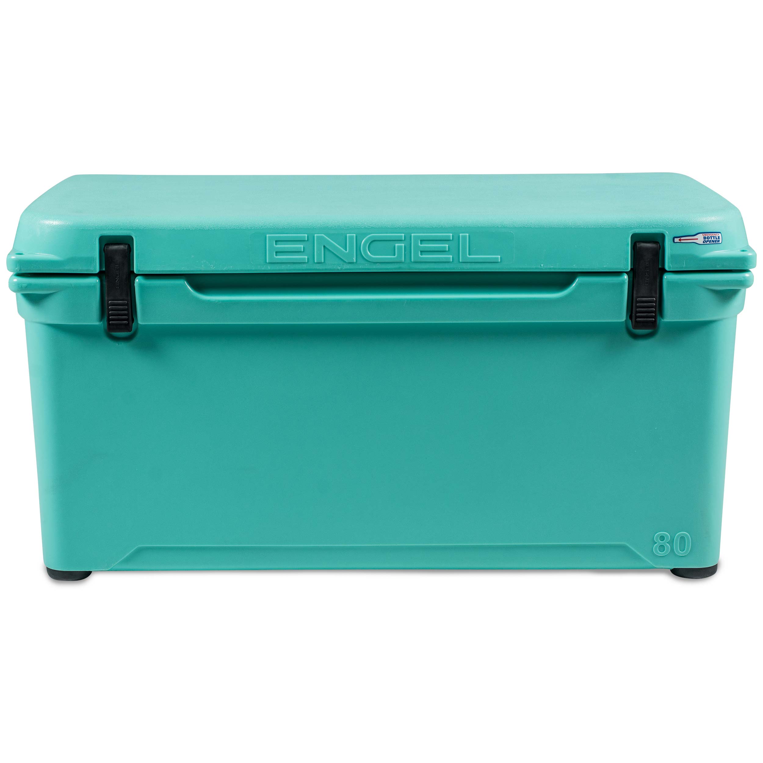 The Engel 80 High Performance Hard Cooler and Ice Box in teal.