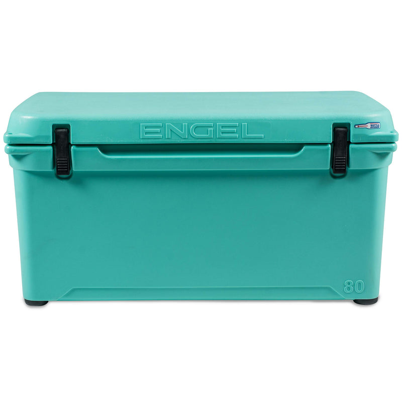 The Engel 80 High Performance Hard Cooler and Ice Box in teal.