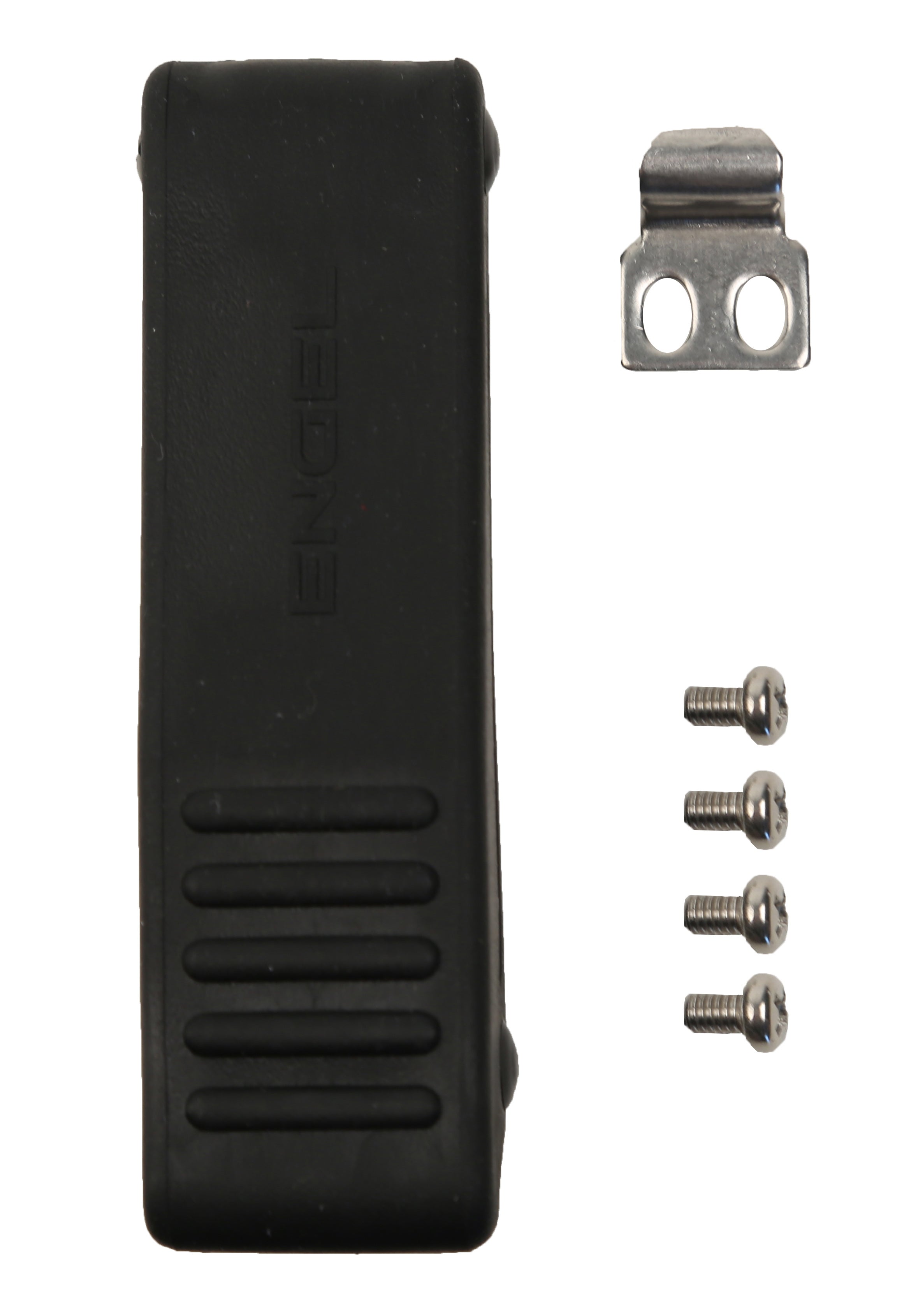 A black plastic cover with screws, bolts, and an adjustable feature for the Engel Coolers High Performance Hard Cooler Latch (Single Latch).