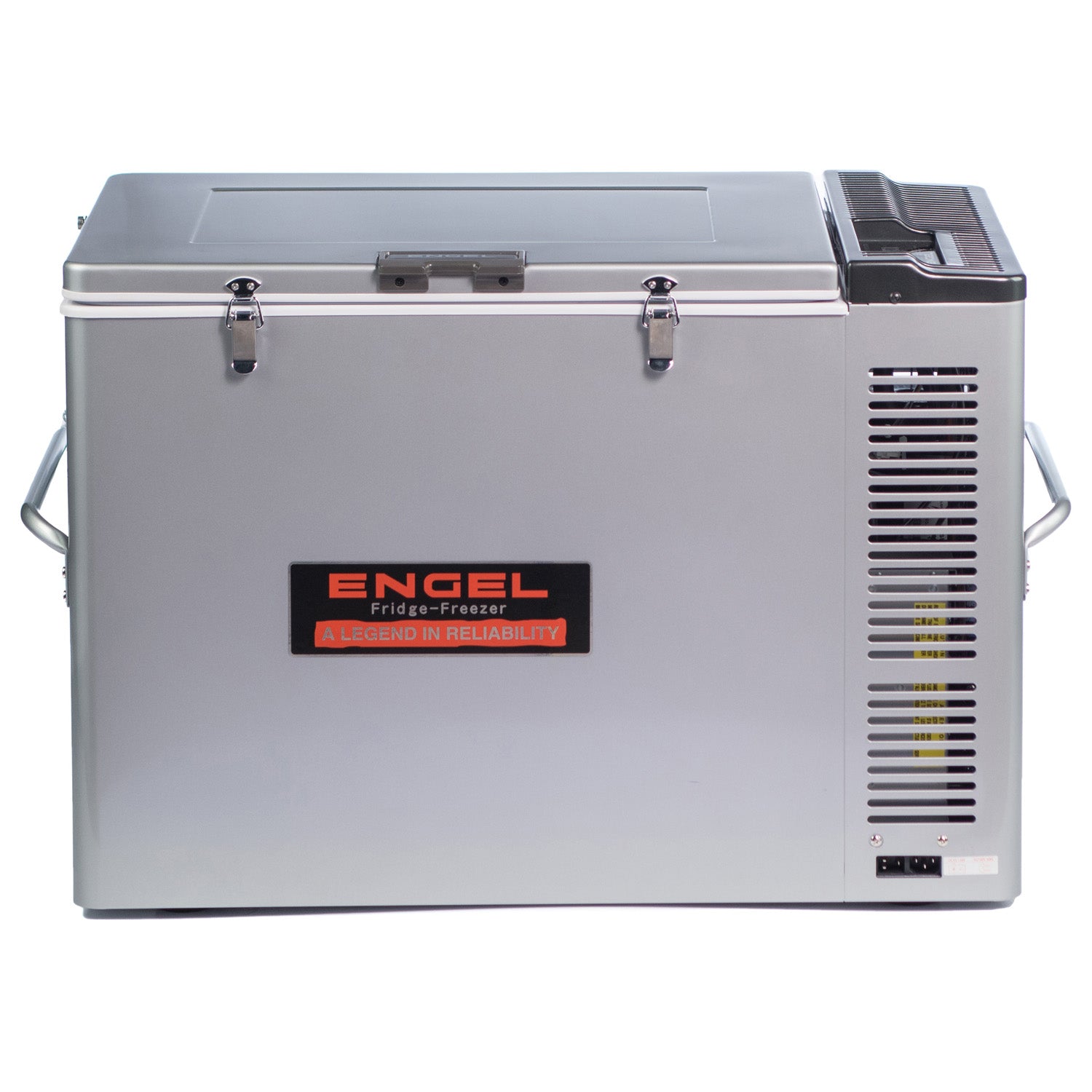 An Engel Coolers MT80 Top Opening 12/24V DC - 110/120V AC Fridge-Freezer on a white background.