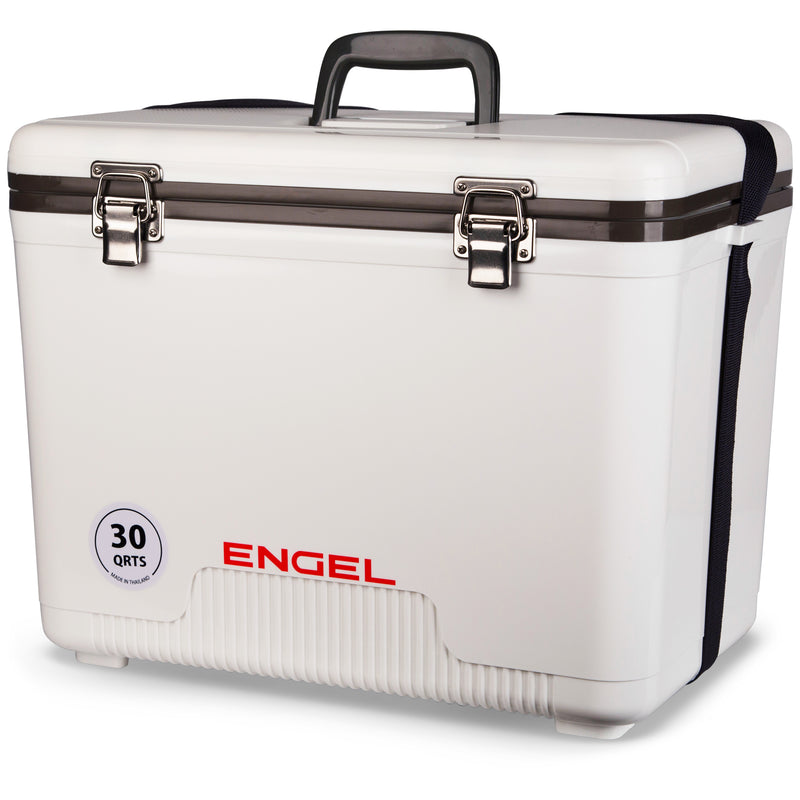 A Engel 30 Quart Drybox/Cooler with a black handle for outdoor adventures.