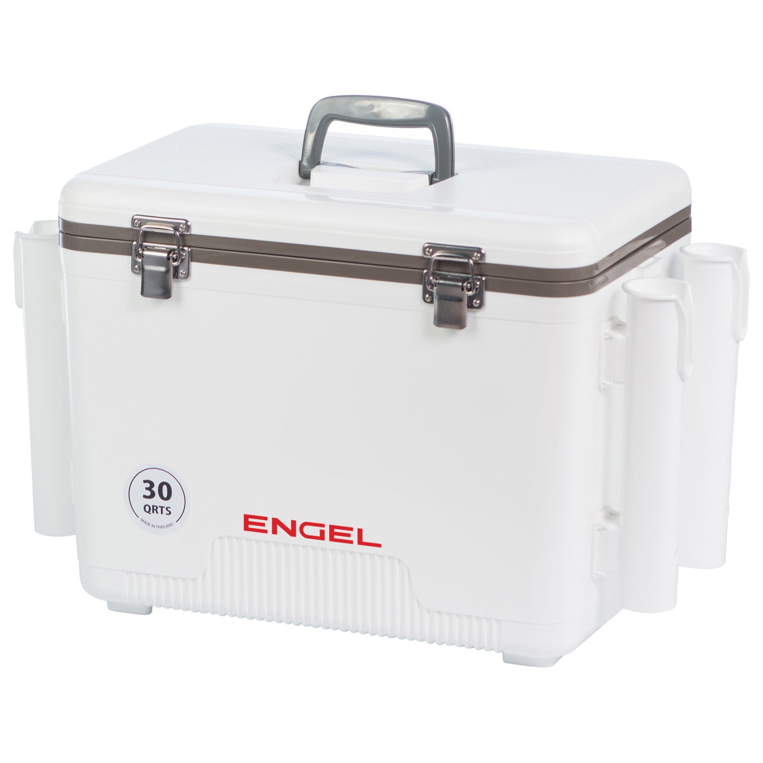 Engel 30Qt Leak-Proof Drybox Cooler, Fishing Lunchbox with Rod Holders