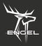 The Engel Coolers Engel Buck Decal die cut on a black background.
