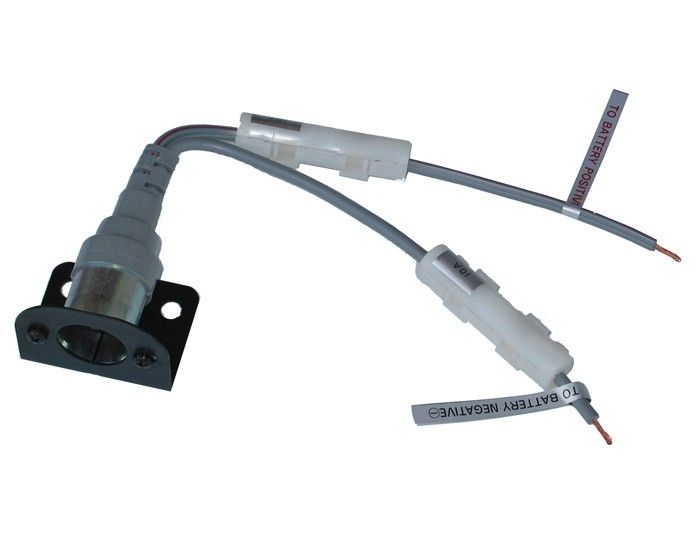 A white Engel Coolers DC Posi Fit cord with two wires attached to it, designed for cigarette lighter receptacles.